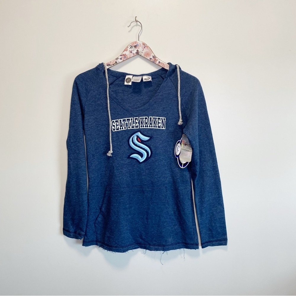 NWT SEATTLE KRAKEN Hockey Women's Small Hooded Top Short NHL Blue New